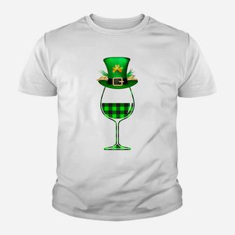 Plaid Irish Wine Glass Patrick Day Gif Youth T-shirt - Thegiftio UK