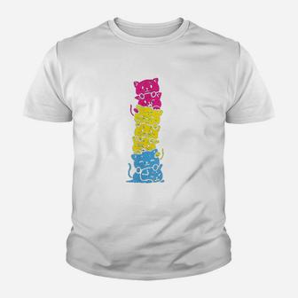 Pride Cat Stack Cute Pan Flag Youth T-shirt | Crazezy UK