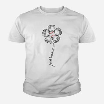 Proud Baseball Mom Shirt - Perfect Flower Design Gift Youth T-shirt | Crazezy
