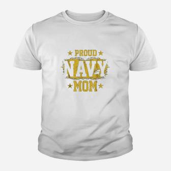 Proud Navy Mom Us Patriotic Mother Youth T-shirt | Crazezy