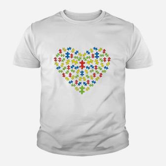 Puzzles Heart Love Awareness Mom Dad Teacher Parents Youth T-shirt | Crazezy AU