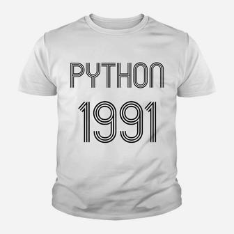 Python Programmer Design 1St Release 1991 Black Retro Text Youth T-shirt | Crazezy UK