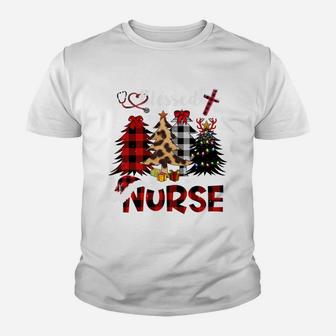 Red Buffalo Plaid Leopard Nurse Christmas Blessed Nurse Xmas Sweatshirt Youth T-shirt | Crazezy AU