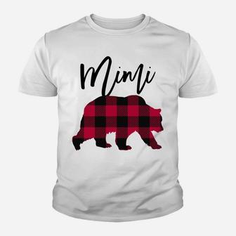 Red Buffalo Plaid Mimi Bear - Christmas Gift For Grandma Sweatshirt Youth T-shirt | Crazezy