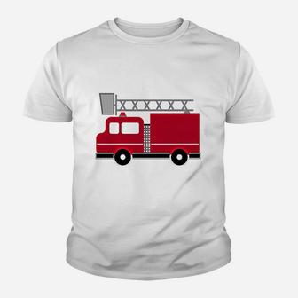 Red Firefighter Fire Truck Youth T-shirt | Crazezy