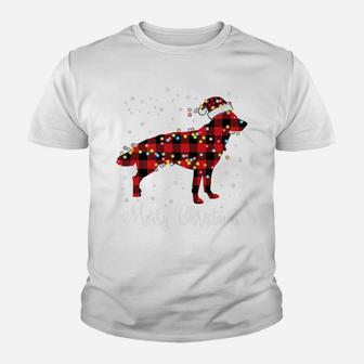 Red Plaid Buffalo German Shepherd Merry Christmas Pajamas Youth T-shirt | Crazezy UK