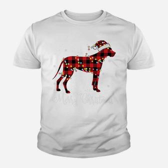 Red Plaid Buffalo Great Dane Merry Christmas Pajamas Youth T-shirt | Crazezy