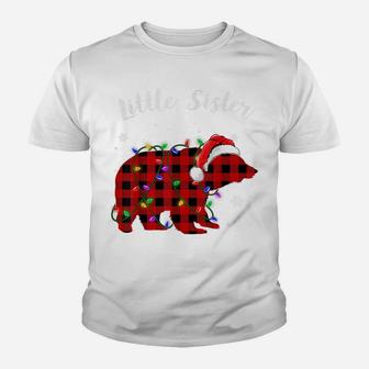 Red Plaid Little Sister Bear Buffalo Family Pajama Christmas Youth T-shirt | Crazezy AU