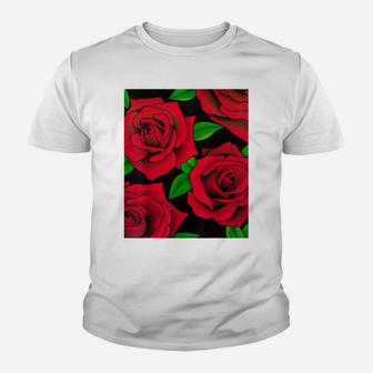 Red Roses Blooming Flower Youth T-shirt | Crazezy