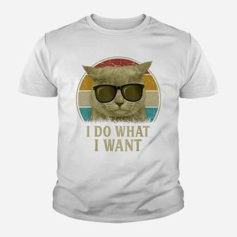 Retro 80S 90S Cat Lovers Funny I Do What I Want Cat Youth T-shirt | Crazezy CA