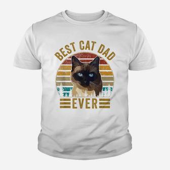 Retro Vintage Best Cat Dad Ever Fathers Day Siamese Cat Gift Youth T-shirt | Crazezy DE