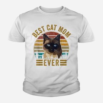 Retro Vintage Best Cat Mom Ever Mothers Day Siamese Cat Gift Youth T-shirt | Crazezy CA