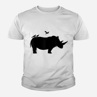 Rhino With Birds Rhinoceros Youth T-shirt | Crazezy CA