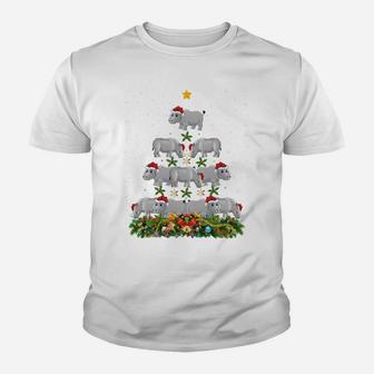 Rhinoceros Xmas Tree Gift Santa Hat Rhino Christmas Sweatshirt Youth T-shirt | Crazezy
