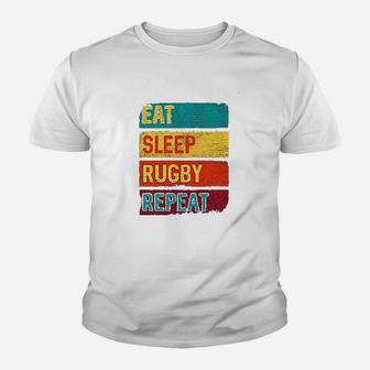 Rugby Player Eat Sleep Rugby Repeat Youth T-shirt | Crazezy