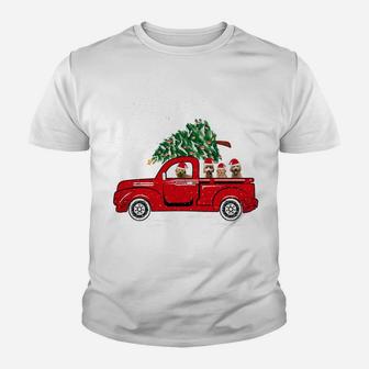 Santa Goldendoodle Riding Red Truck Dog Merry Christmas Gift Youth T-shirt | Crazezy CA