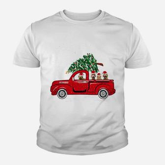 Santa Goldendoodle Riding Red Truck Dog Merry Christmas Gift Youth T-shirt | Crazezy UK