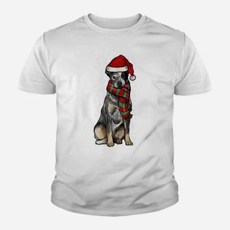 Santa Hat Xmas Australian Cattle Dog Ugly Christmas Sweatshirt Youth T-shirt | Crazezy