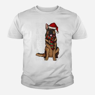 Santa Hat Xmas German Shepherd Ugly Christmas Sweatshirt Youth T-shirt | Crazezy