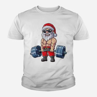 Santa Weightlifting Christmas Fitness Gym Deadlift Xmas Men Youth T-shirt | Crazezy UK