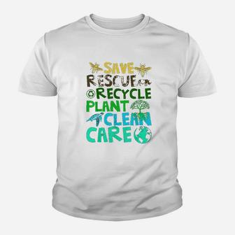 Save Bees Rescue Animals Recycle Plastict Earth Day Gifts Youth T-shirt | Crazezy DE
