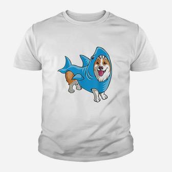 Shark Corgi Funny Dog Suit Puppy Great White Gift Youth T-shirt | Crazezy DE