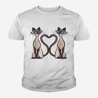 Siamese Cat Heart Design Cat Lovers, Ladies And Gentlemen Youth T-shirt | Crazezy