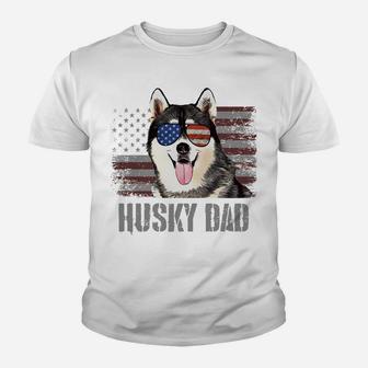 Siberian Husky Best Dog Dad Ever Retro Usa American Flag Youth T-shirt | Crazezy CA