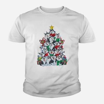 Siberian Husky Christmas Tree Lights Santa Xmas Gifts Dog Youth T-shirt | Crazezy AU