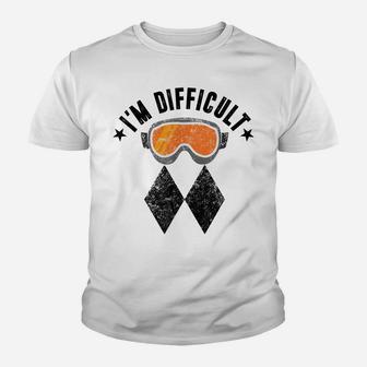Ski I'm Difficult Skiing Skier Snowboard Snowboarder Gifts Youth T-shirt | Crazezy