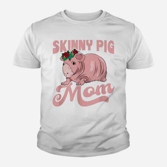 Skinny Pig With Flower For A Guinea Pig Lover Mom Youth T-shirt | Crazezy