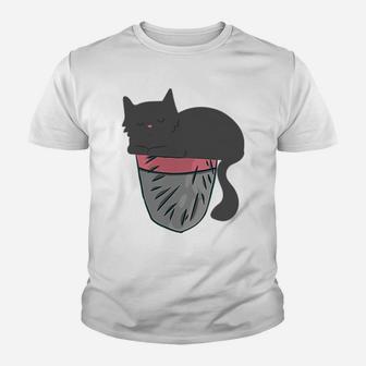 Sleepy Cat Pocket Kitty Themed Gifts Pet Kitten Animal Lover Youth T-shirt | Crazezy
