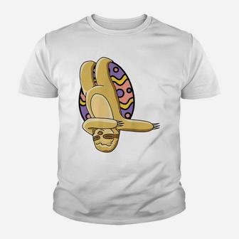 Sloth Dabbing Happy Easter Cute Egg Hunting Youth T-shirt | Crazezy UK