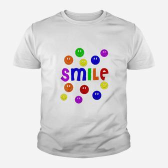 Smileteesall Cute Smile Text With Colorful Smiley Faces Youth T-shirt | Crazezy AU