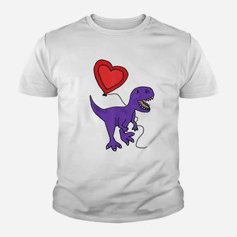 Smileteeslove Cute T-Rex Dinosaur With Heart Balloon T-Shirt Youth T-shirt | Crazezy UK