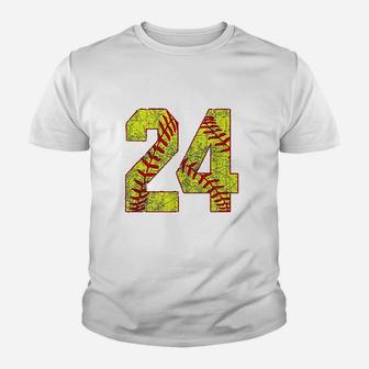 Softball 24 Fast Pitch Love Softball Mom Favorite Player Youth T-shirt | Crazezy UK