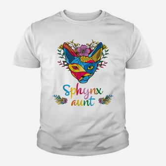 Sphynx Aunt Flower Hairless Cat Lovers Youth T-shirt | Crazezy DE
