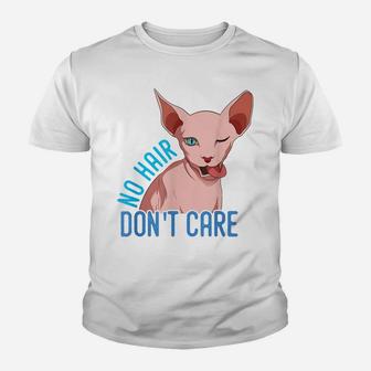 Sphynx Kitten Pop Art No Hair Do Not Care Furless Cat Owner Youth T-shirt | Crazezy
