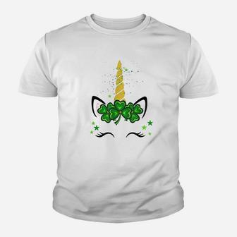 St Patricks Day Irish Unicorn Face Youth T-shirt - Thegiftio UK
