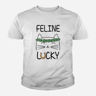 St Patricks Day Women Feline Lucky Irish St Pattys Youth T-shirt - Thegiftio UK
