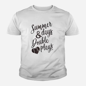 Summer Days Double Plays Baseball Softball Mom Youth T-shirt | Crazezy