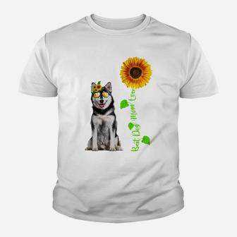 Sunflower Best Dog Mom Ever Funny Siberian Husky Dog Lovers Youth T-shirt | Crazezy