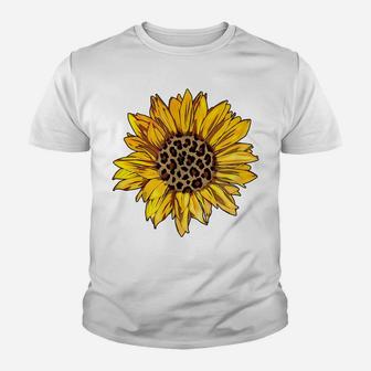 Sunflower Leopard Animal Print Fashion Flower Graphic Youth T-shirt | Crazezy