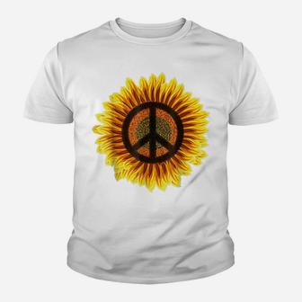 Sunflower Peace Sign 1960S 1970S Hippie Flower Retro Youth T-shirt | Crazezy