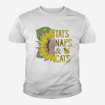 Sunflower Tats Naps Cats Sunflower Youth T-shirt | Crazezy