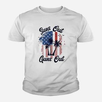 Suns Out Gns Out Men Women 4Th Of July Usa Flag Youth T-shirt | Crazezy