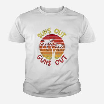Suns Out Palm Beach Retro 80S Summer Vacation Muscle Youth T-shirt | Crazezy