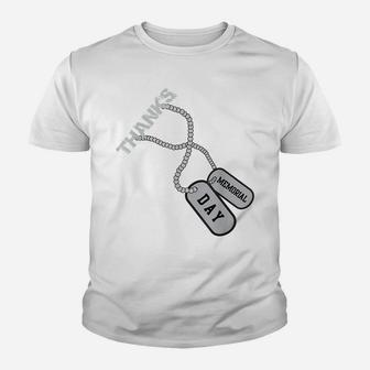 Thanks Memorial Day Military Veteran Dog Tags Youth T-shirt | Crazezy