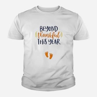 Thanksgiving Announcement Fall Baby Reveal Youth T-shirt | Crazezy