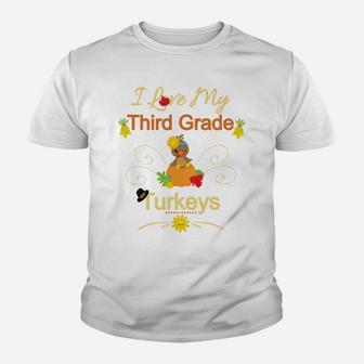 Thanksgiving Third Grade Teacher Longsleeve Shirt-Turkeys Youth T-shirt | Crazezy UK